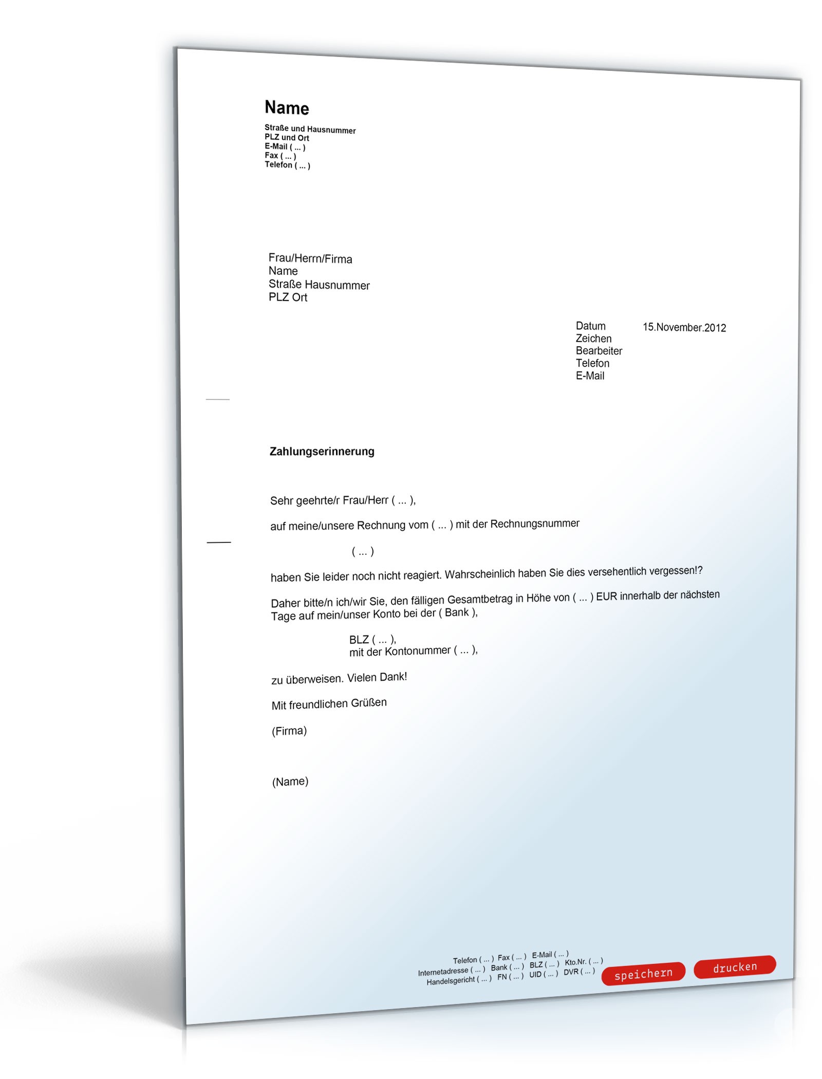 Zahlungserinnerung PDF