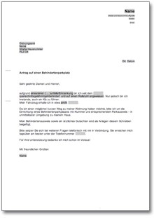 Antrag auf Errichtung einer Behindertenzone Word