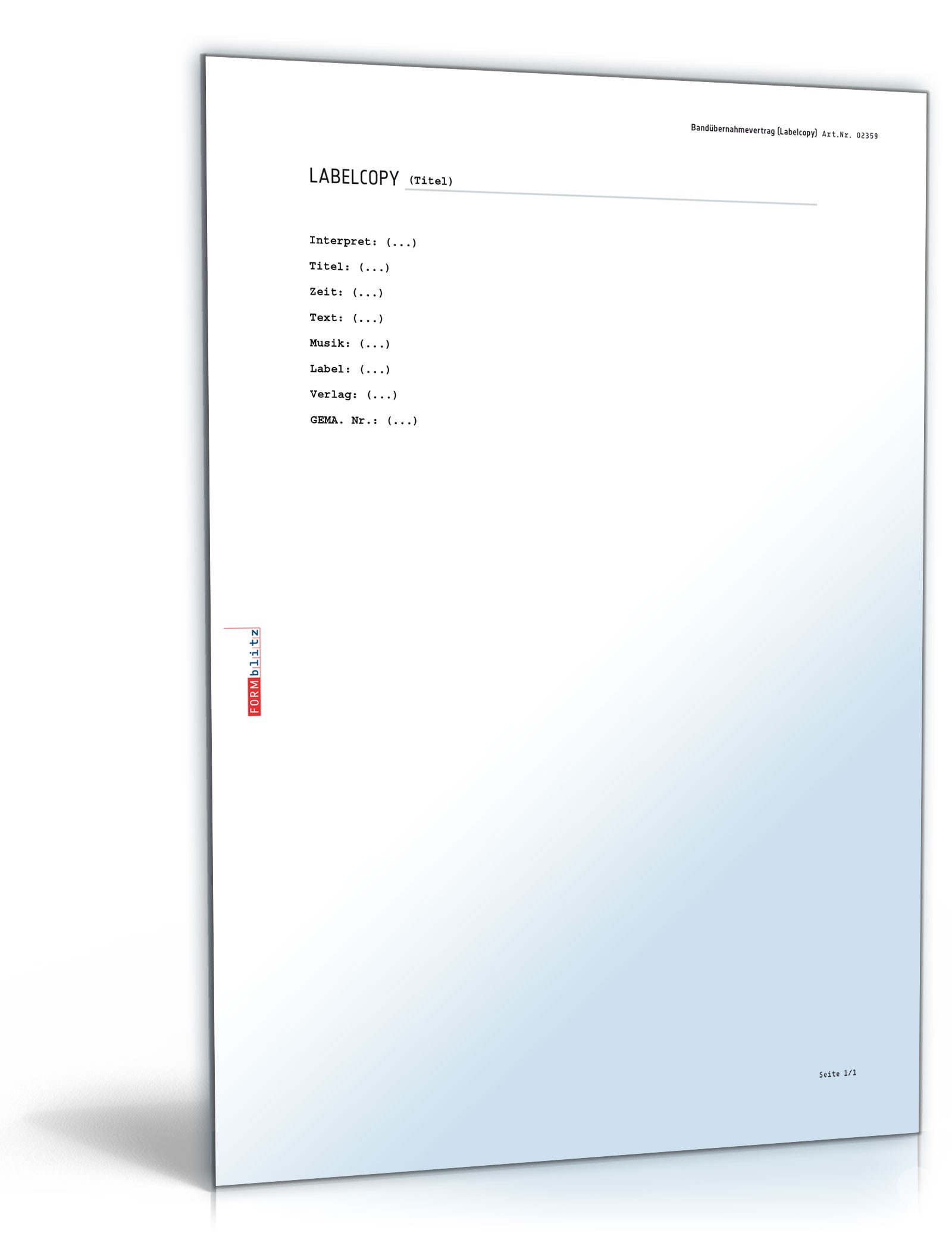 Bandübernahmevertrag mit Labelcopy PDF. Seite: 7