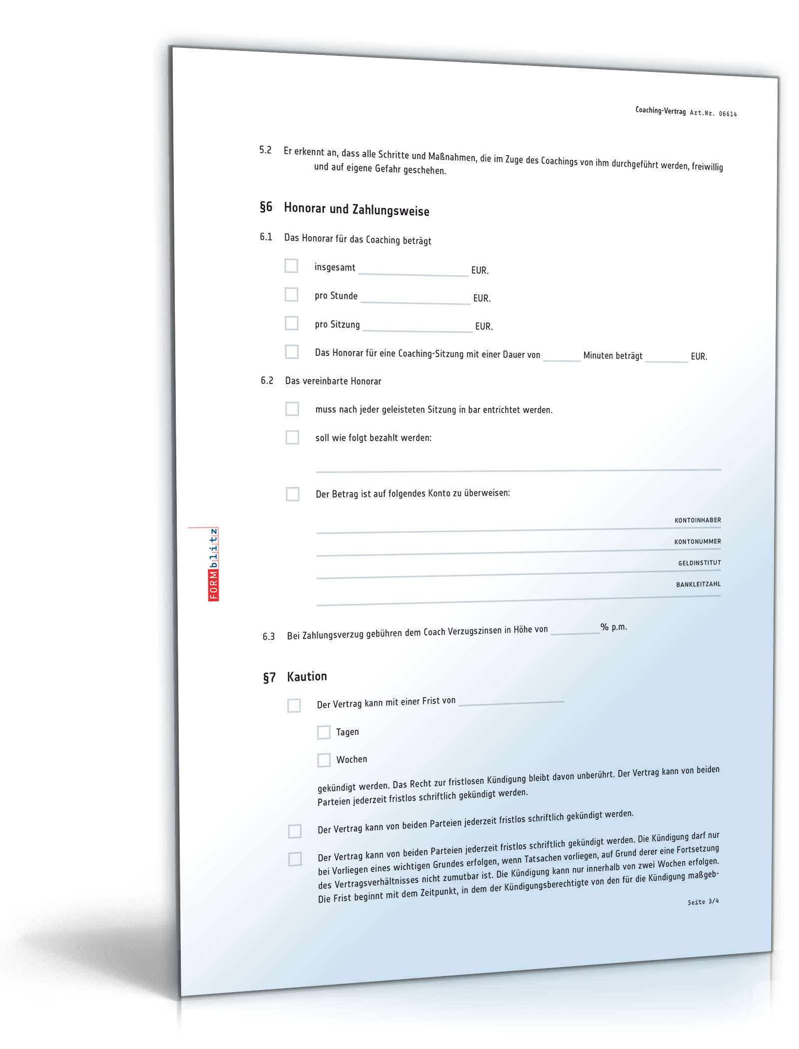 Coachingvertrag PDF. Seite: 3