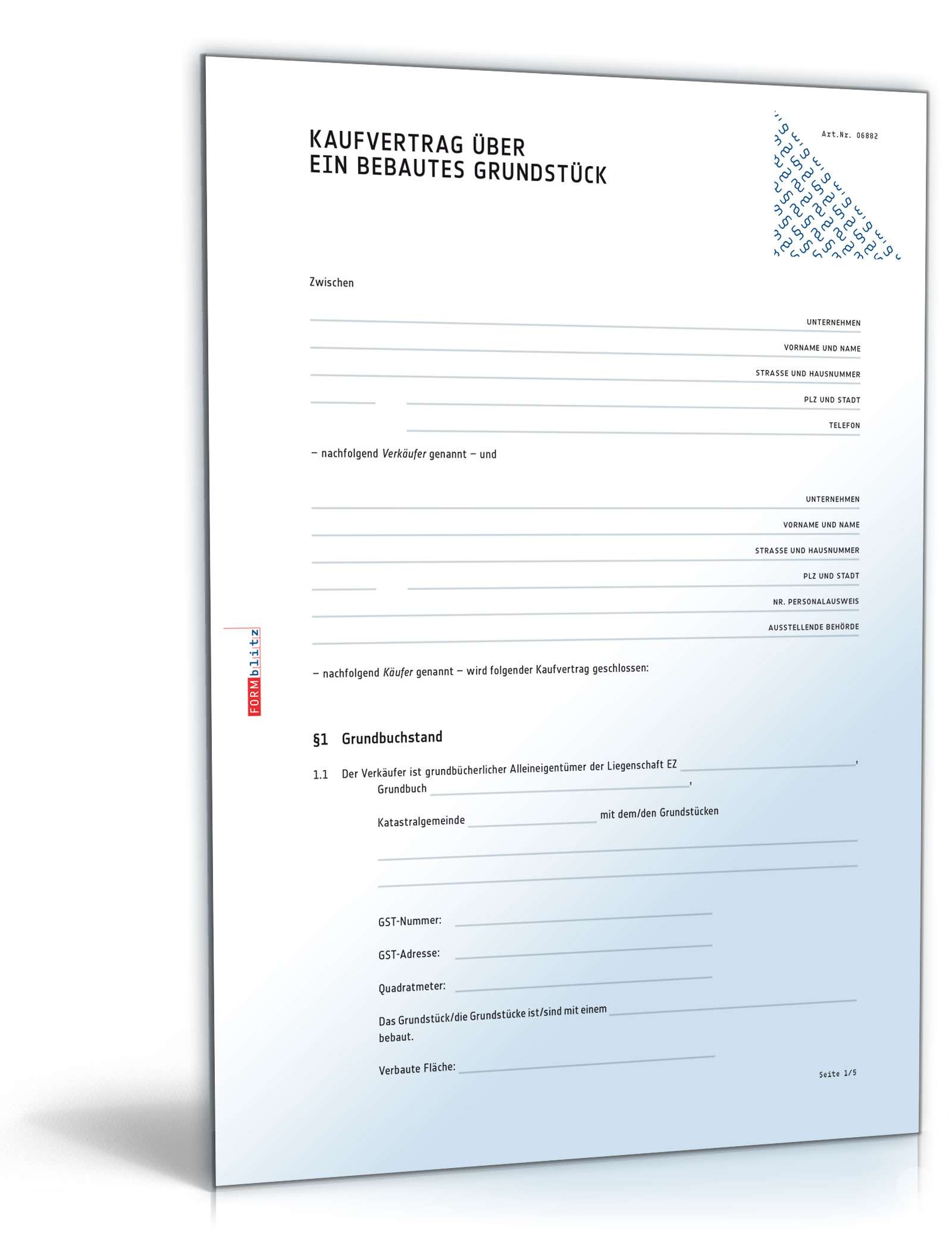 Kaufvertrag über ein bebautes Grundstück PDF