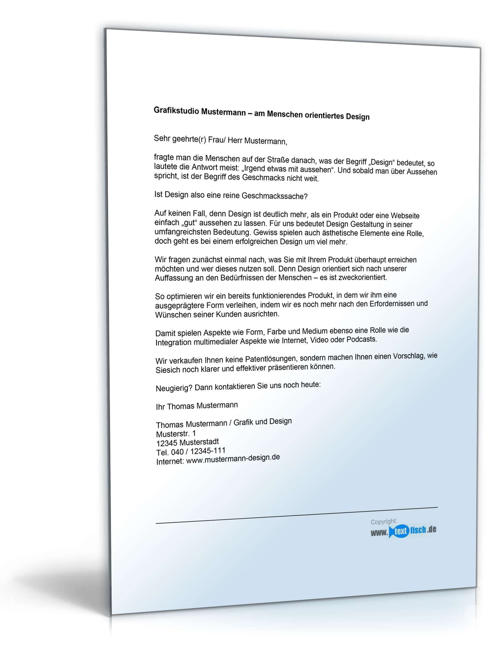 Werbebrief eines Designers/Grafikers