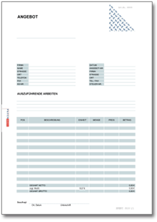 Angebot (allgemein) Excel