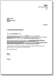 Beschwerde über die Hausverwaltung Word