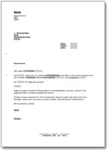 Beschwerde bei einer Bank über einen Mitarbeiter Word