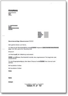 Berufung gegen den Steuerbescheid  Word