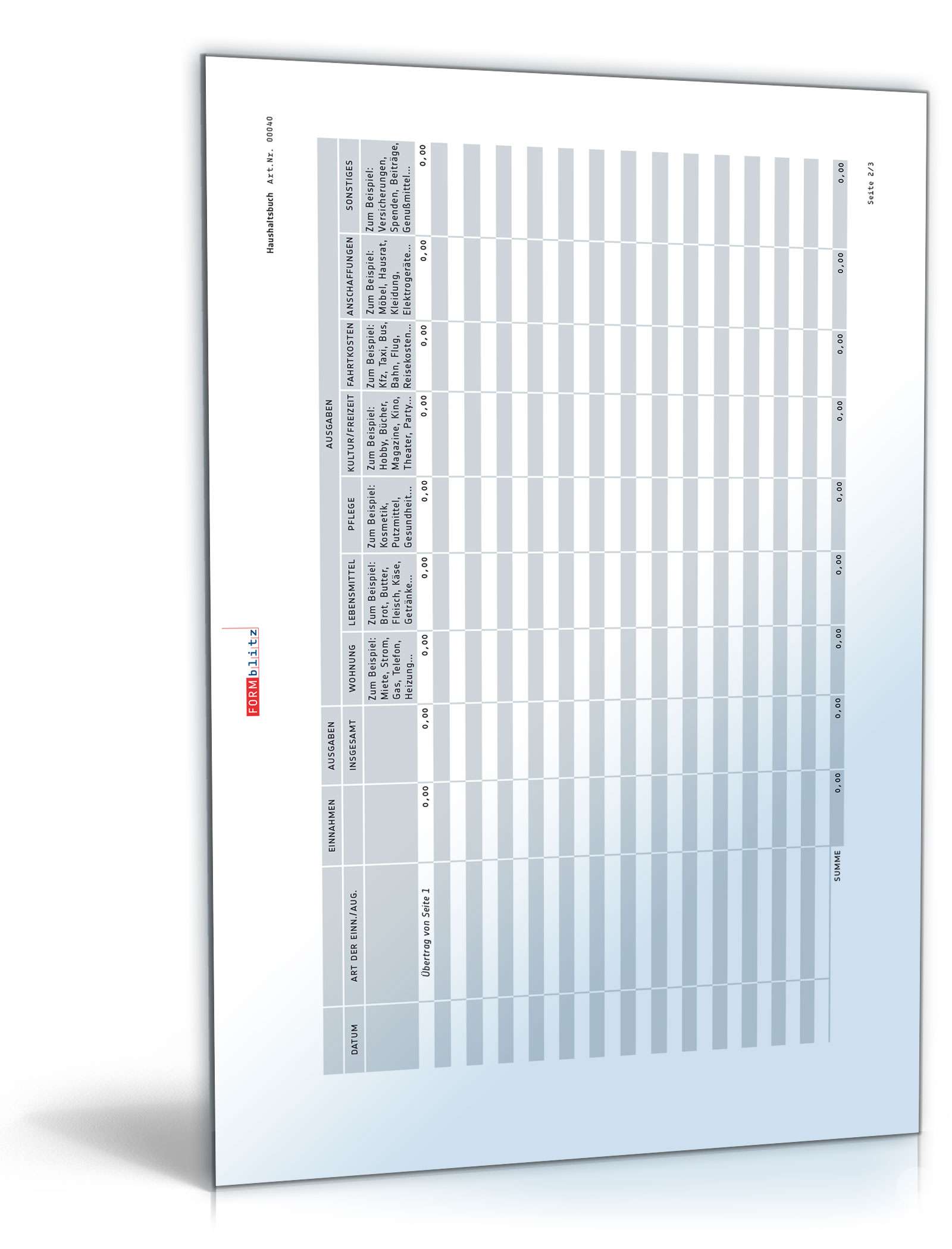 Haushaltsbuch PDF. Seite: 2