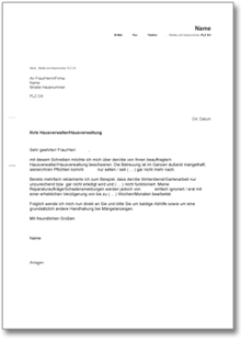 Beschwerde über die Hausverwaltung Word