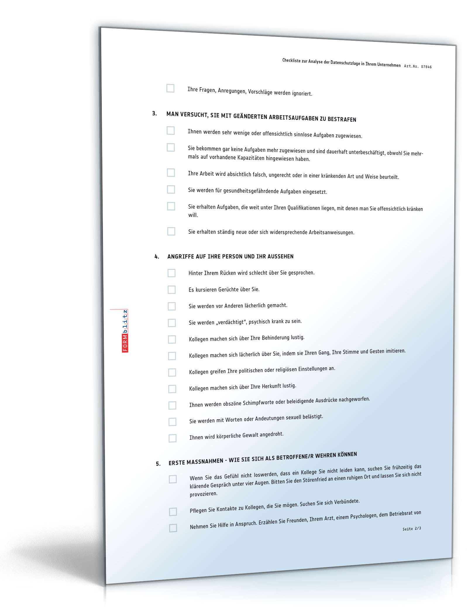 Mobbing-Protokoll mit Checkliste PDF. Seite: 5