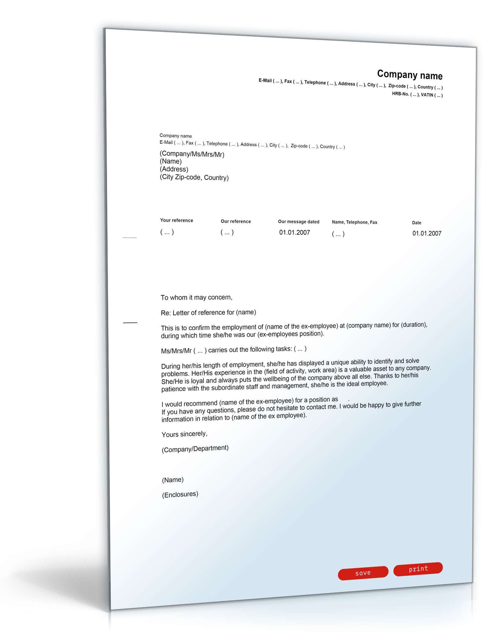 Allgemeines Referenzschreiben (englisch/deutsch) PDF