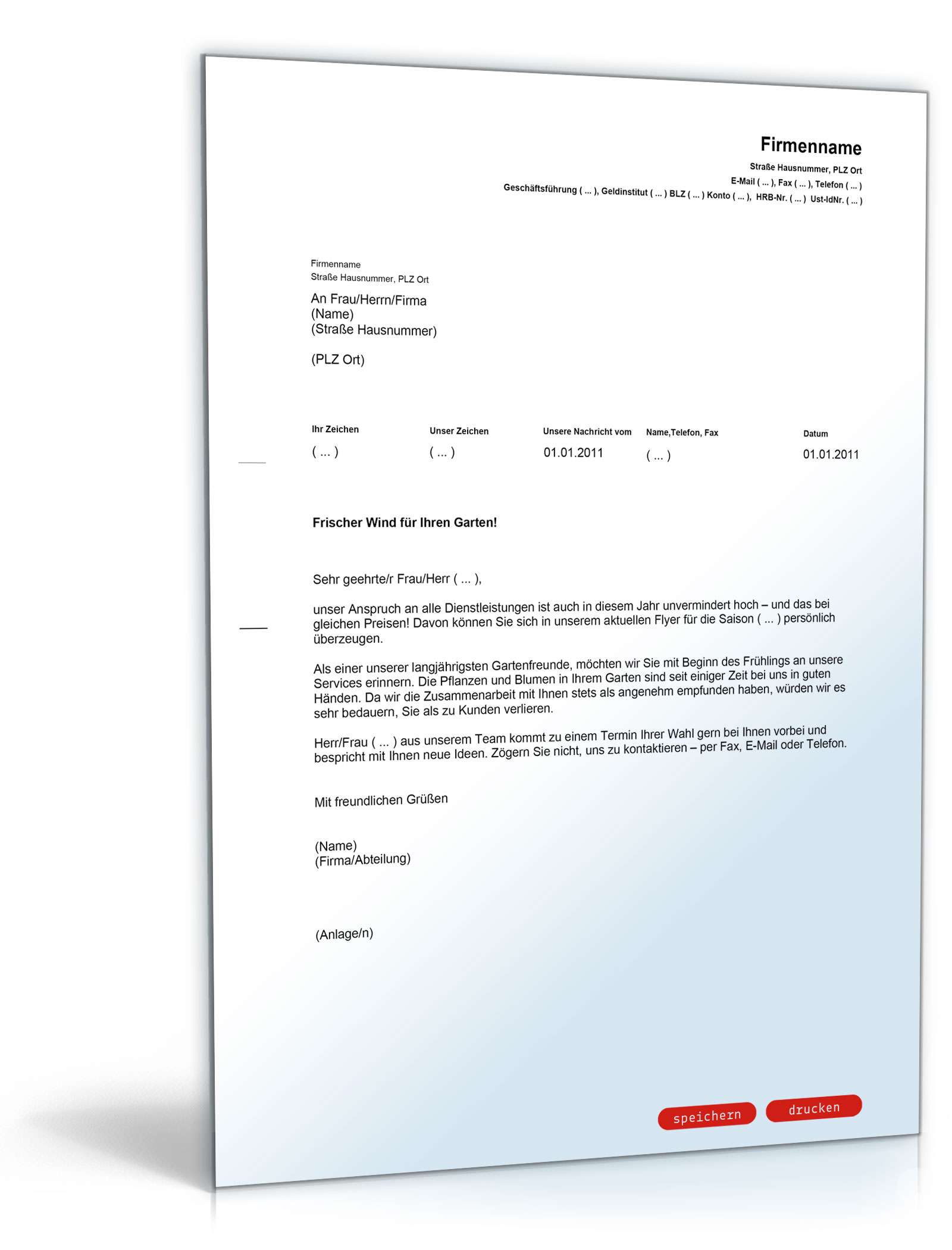 Werbebrief für Gartenpflege PDF