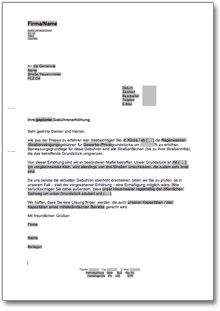 Beschwerde wegen zu hoher Straßenreinigungsgebühren Word