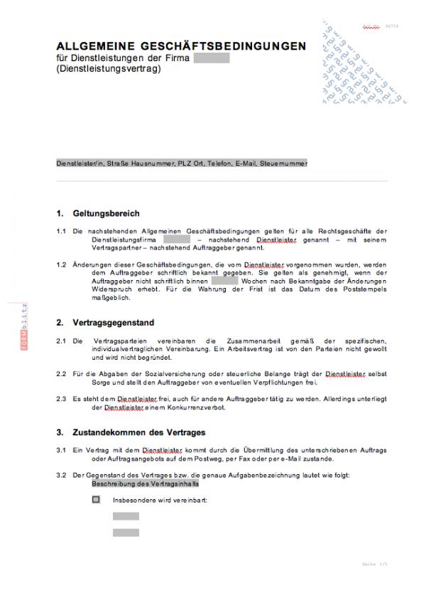 AGB für Dienstleistungen Word. Seite: 2
