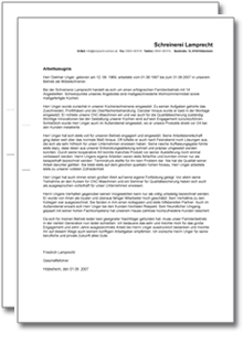 Dienstzeugnis-Paket (Möbelschreiner) Excel