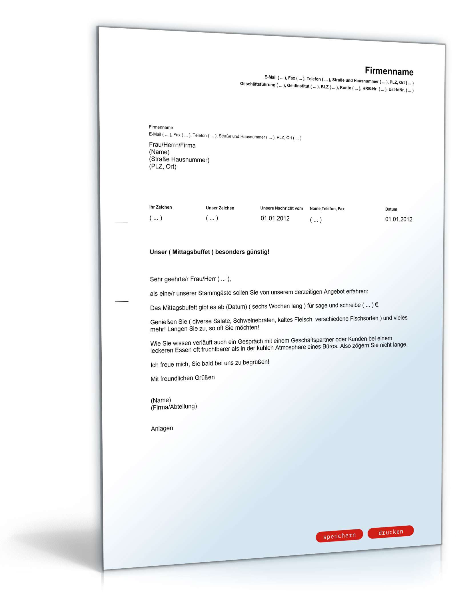 Werbebrief für ein Buffet PDF