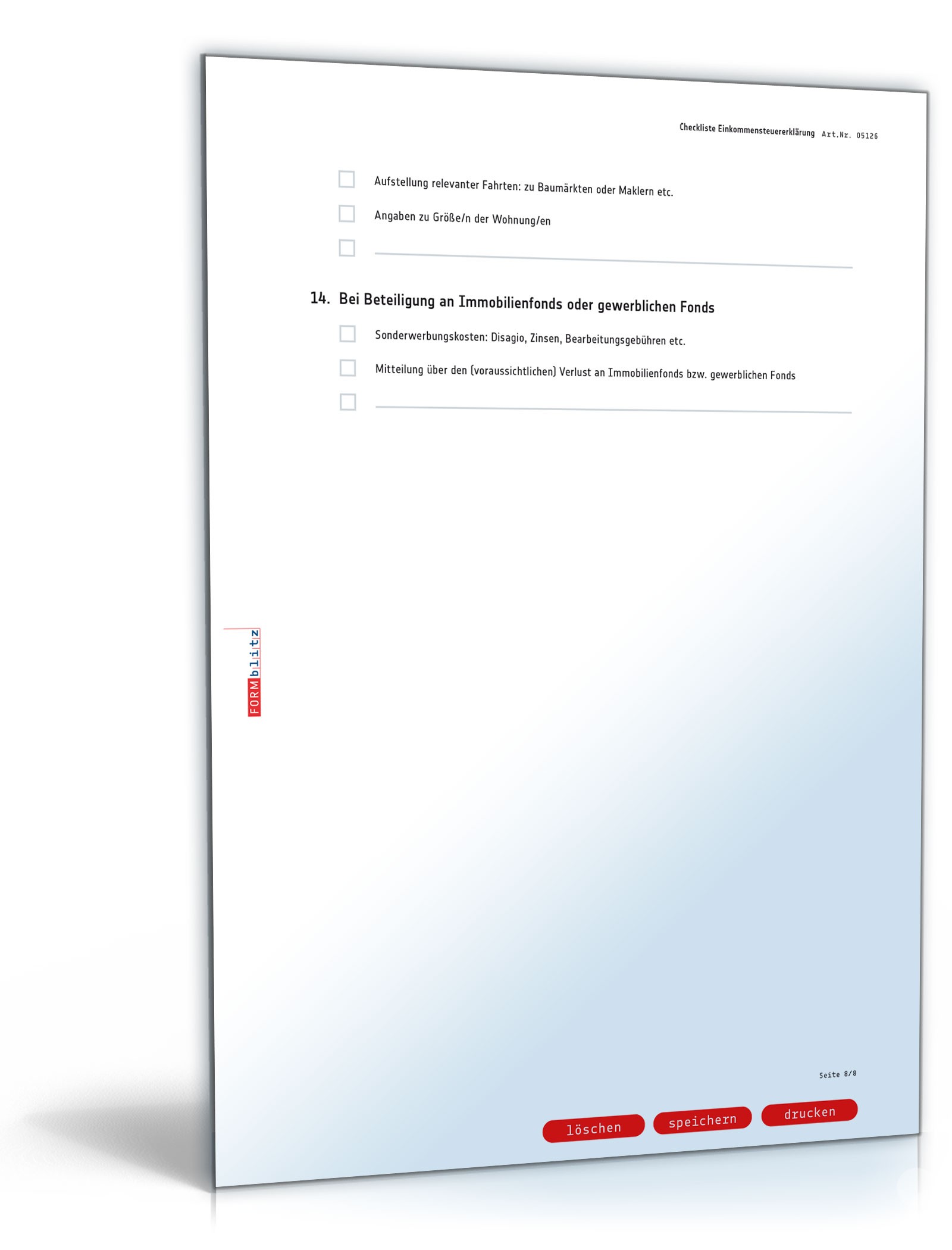 Checkliste zur Vorbereitung für ein Gespräch beim Steuerberater PDF. Seite: 8