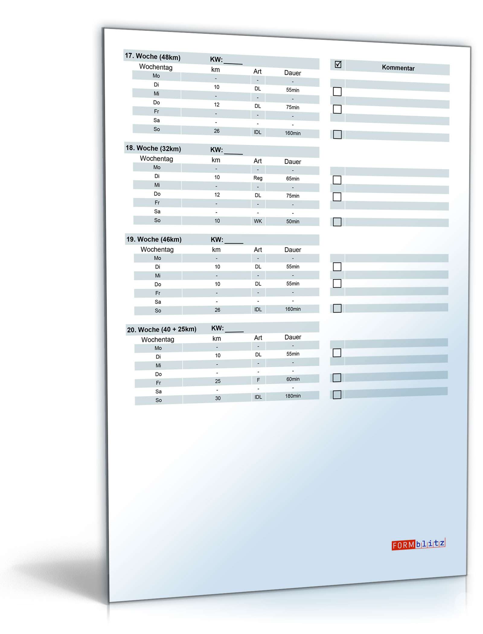 Marathon-Trainingsplan für 4:00 Stunden Zielzeit PDF. Seite: 5