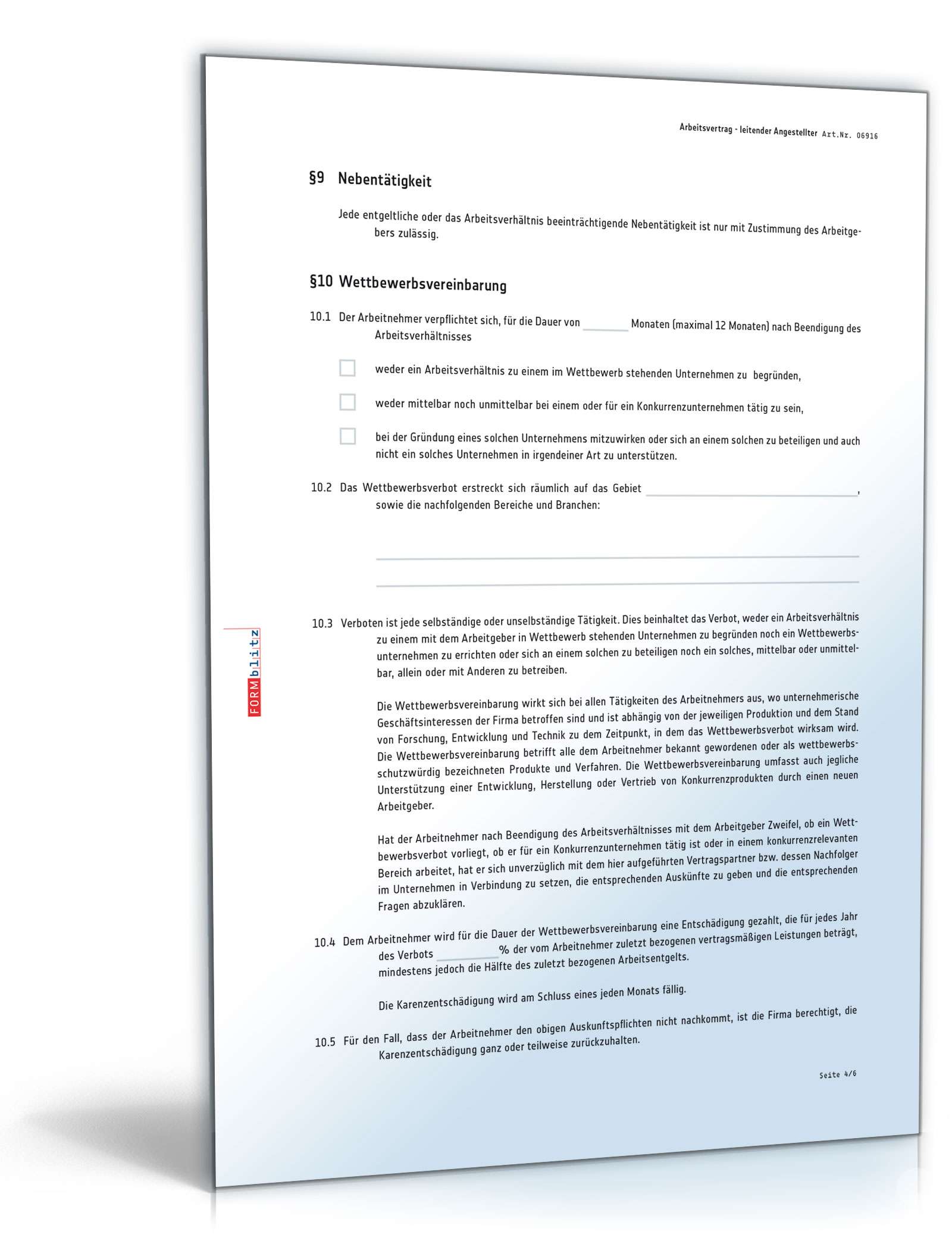Arbeitsvertrag - leitender Angestellter PDF. Seite: 4
