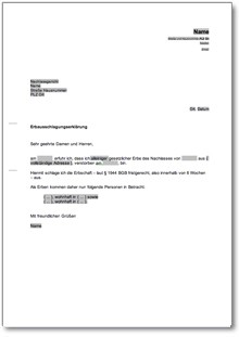 Ausschlagung einer Erbschaft Word