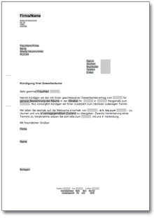 Kündigung Gewerbemietvertrag (fristgemäß, Vermieter) Word