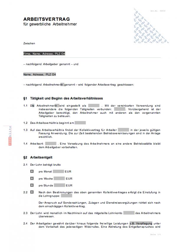 Allgemeiner Arbeitsvertrag Word. Seite: 2