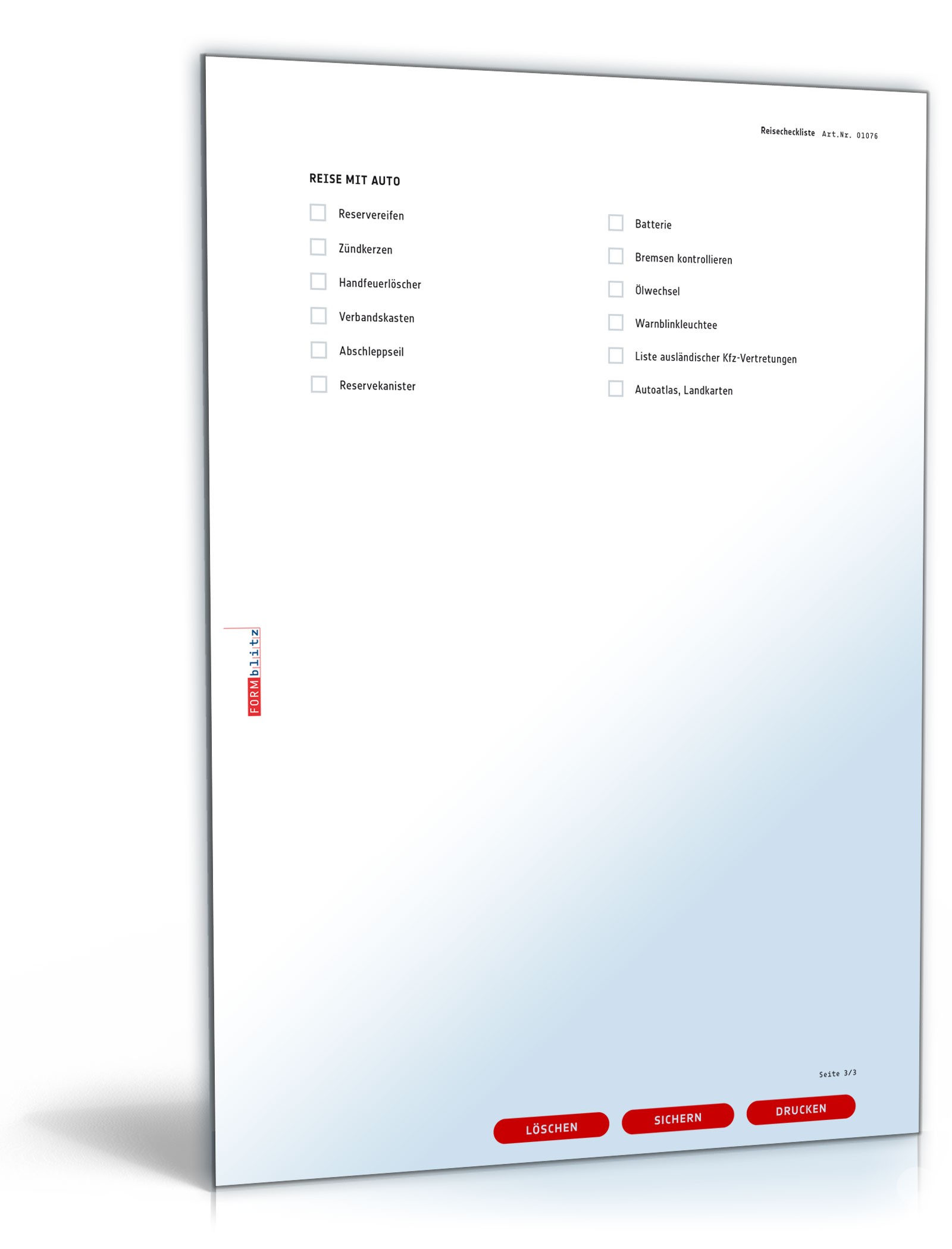 Checkliste Reisevorbereitung PDF. Seite: 3