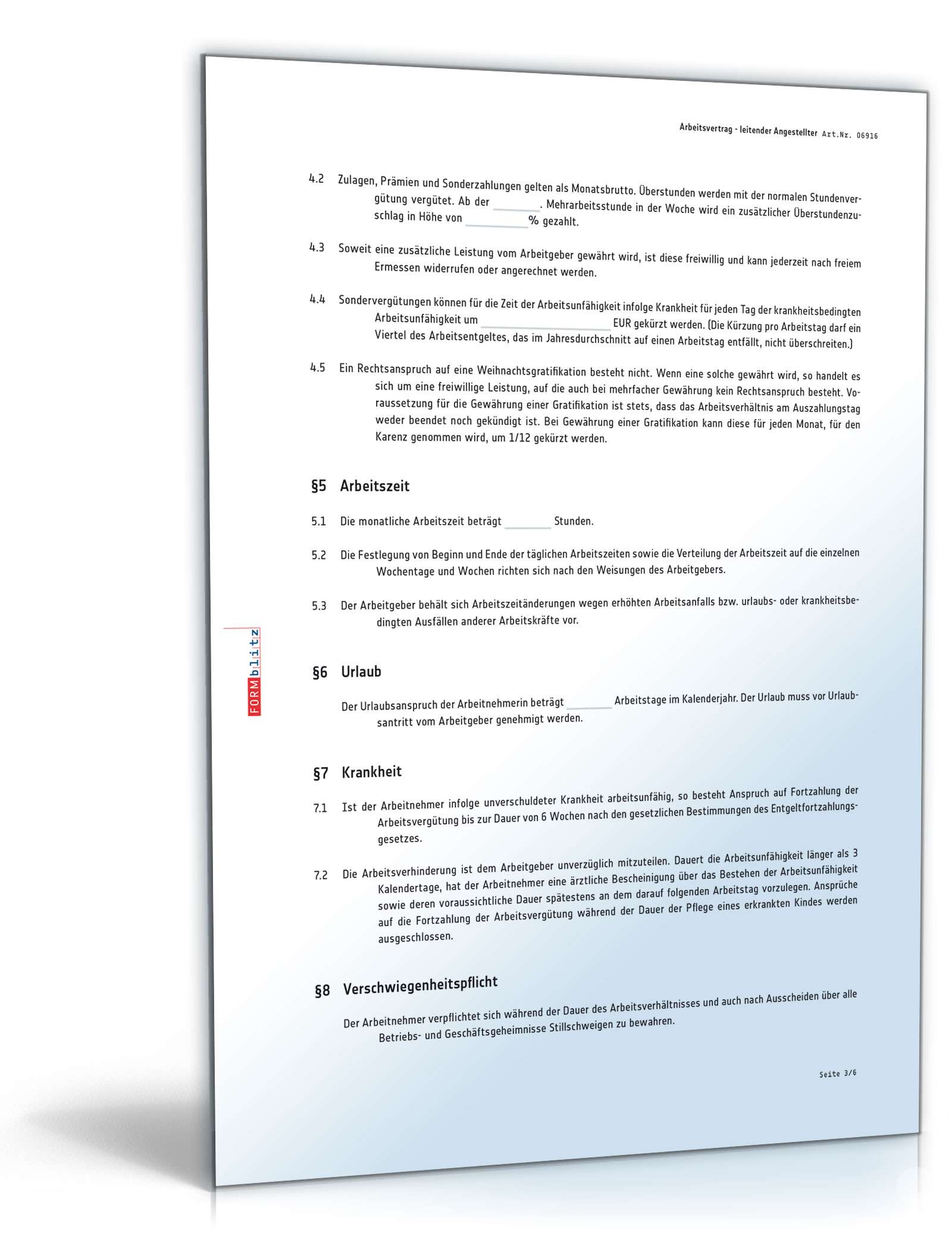 Arbeitsvertrag - leitender Angestellter PDF. Seite: 3