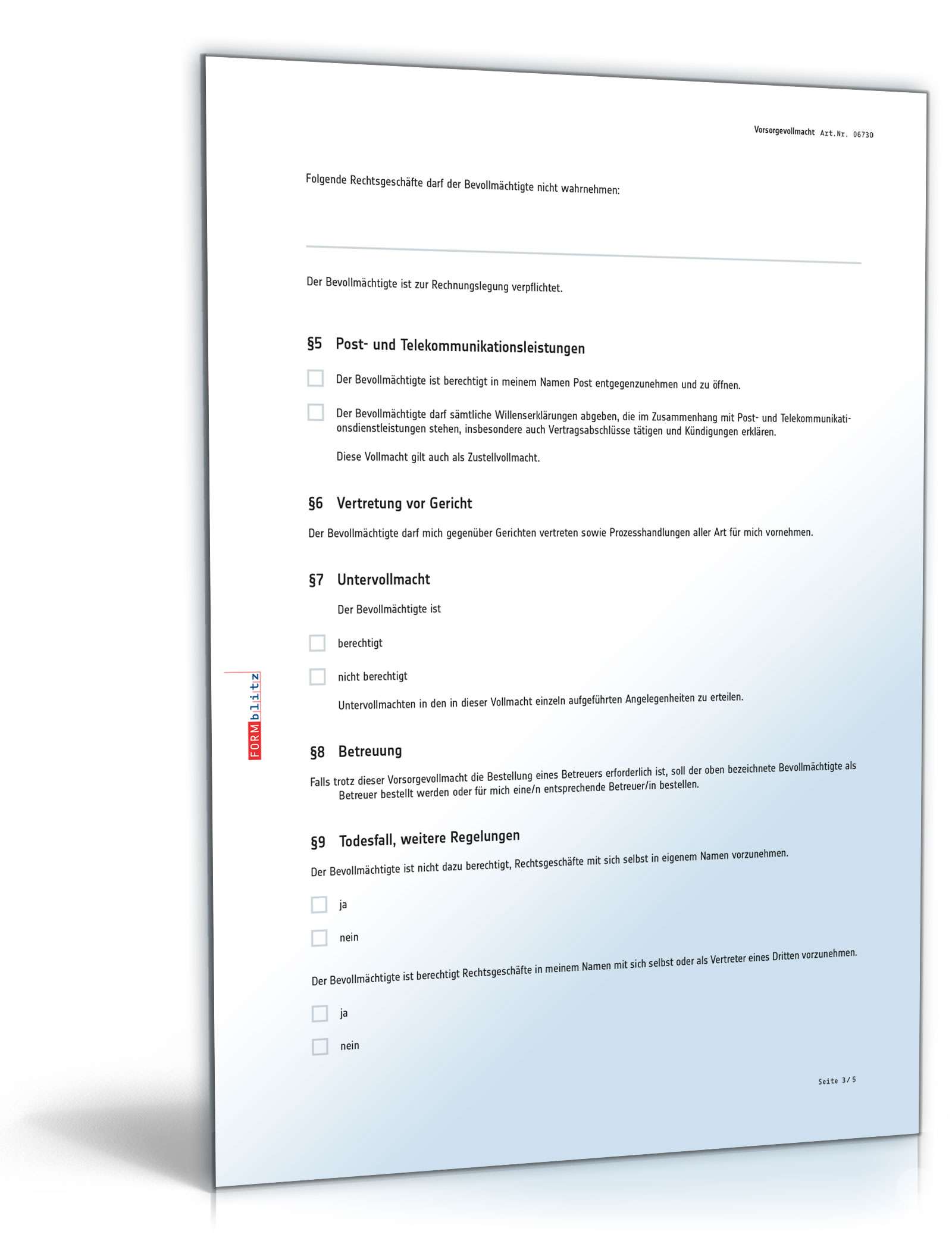 Vorsorgevollmacht PDF. Seite: 3