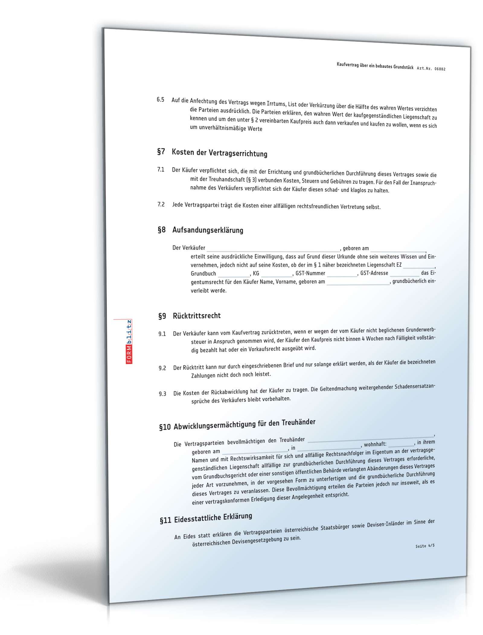 Kaufvertrag über ein bebautes Grundstück PDF. Seite: 4