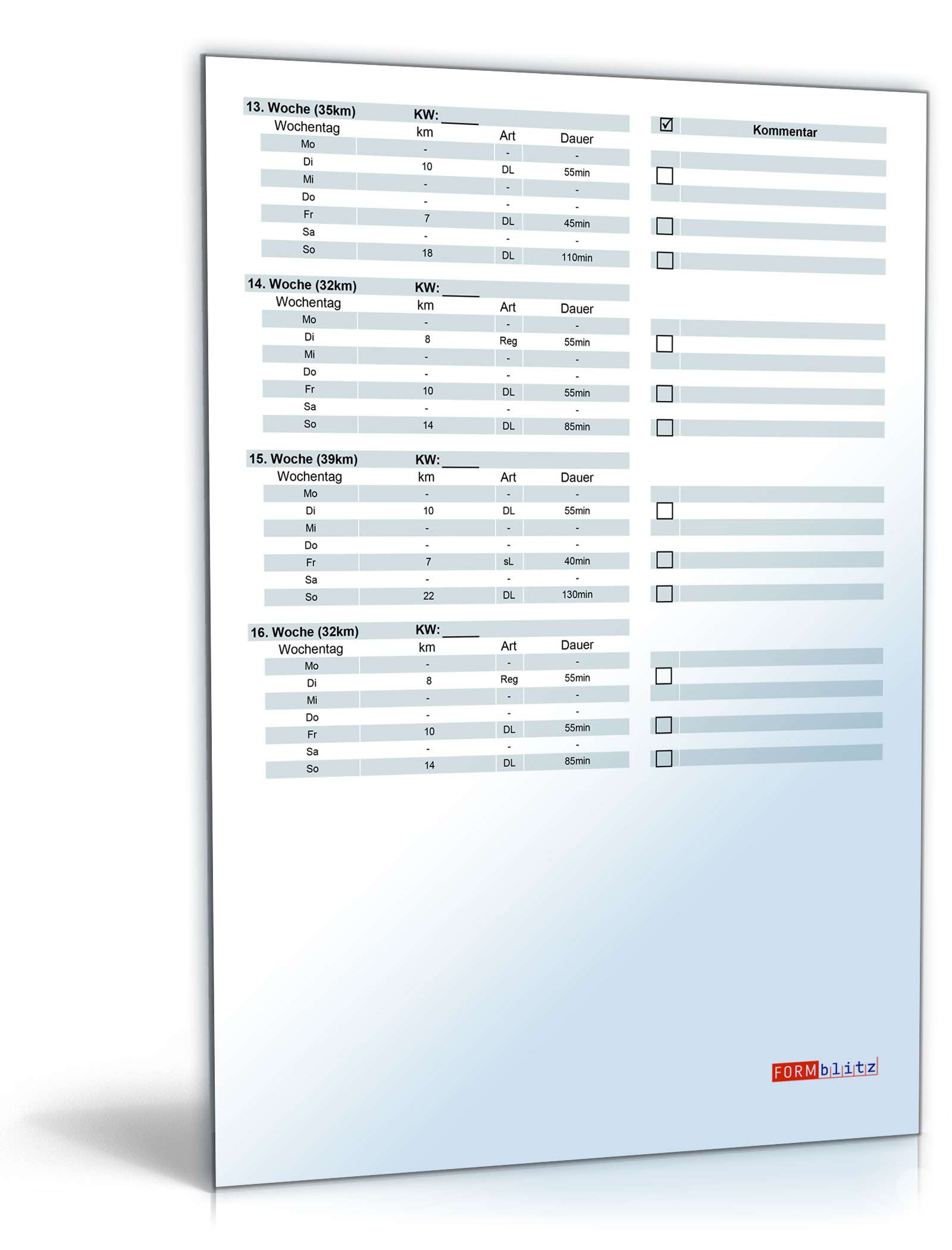 Marathon-Trainingsplan für 4:00 Stunden Zielzeit PDF. Seite: 4