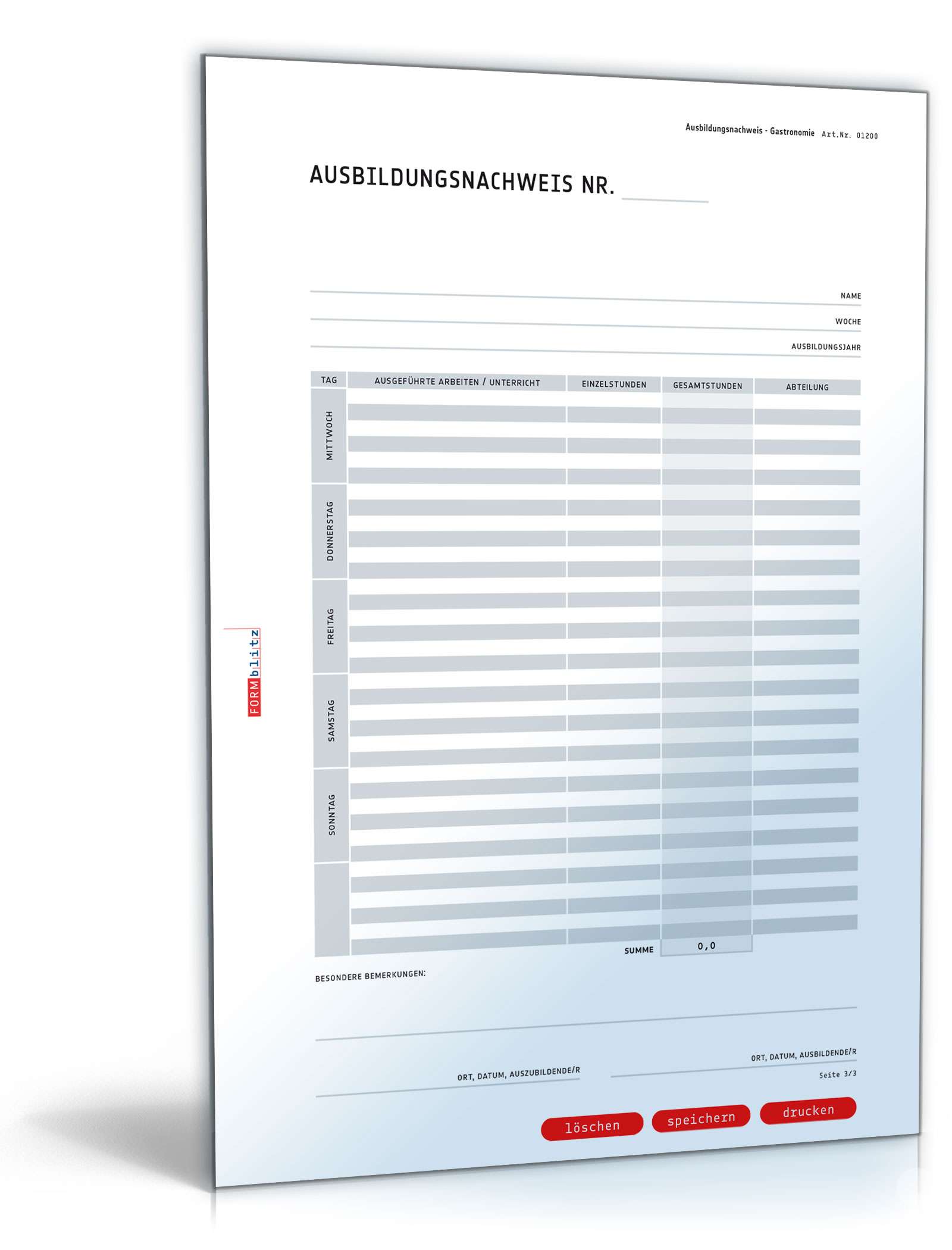 Ausbildungsnachweis für gastronomische Betriebe PDF. Seite: 3