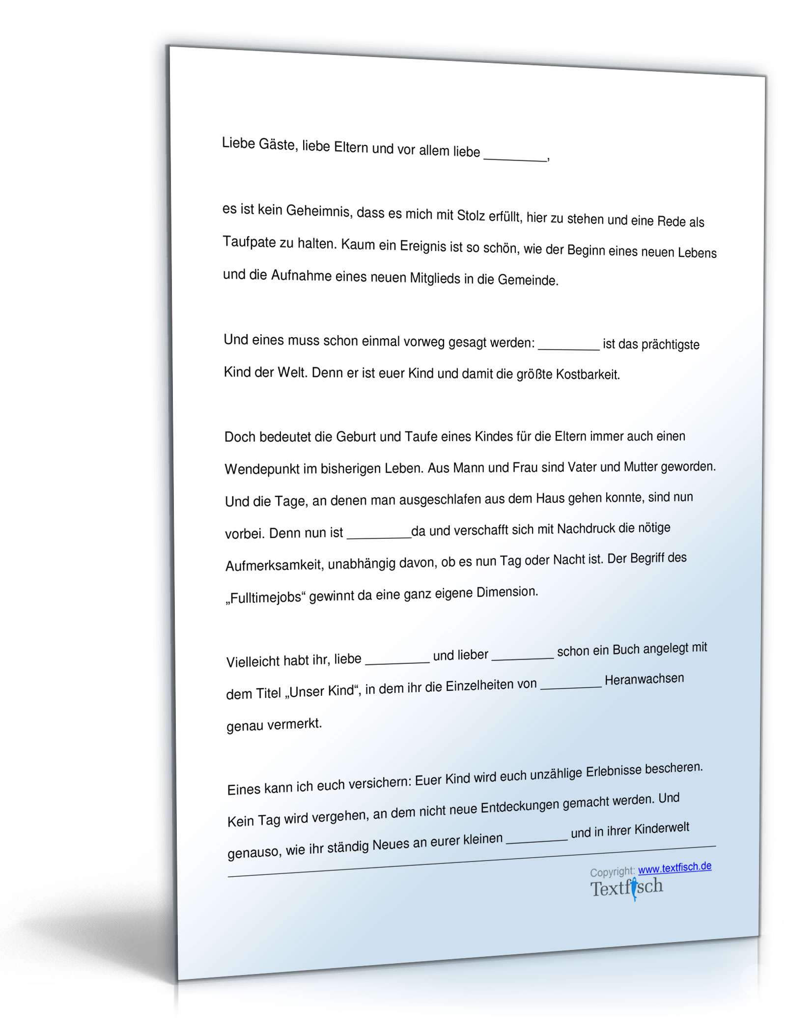 Taufrede des Paten/ der Patin für ein Mädchen PDF. Seite: 2