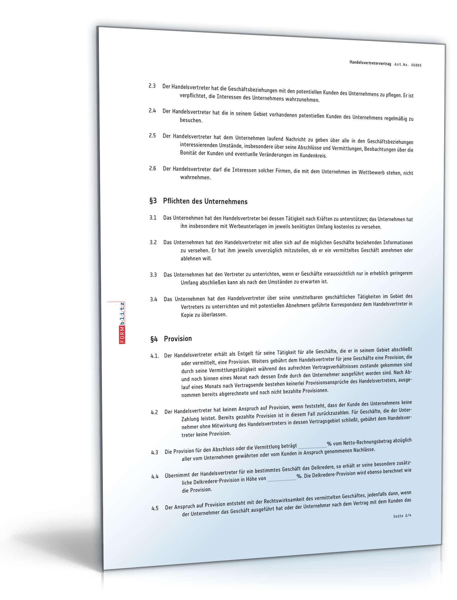 Handelsvertretervertrag PDF. Seite: 2