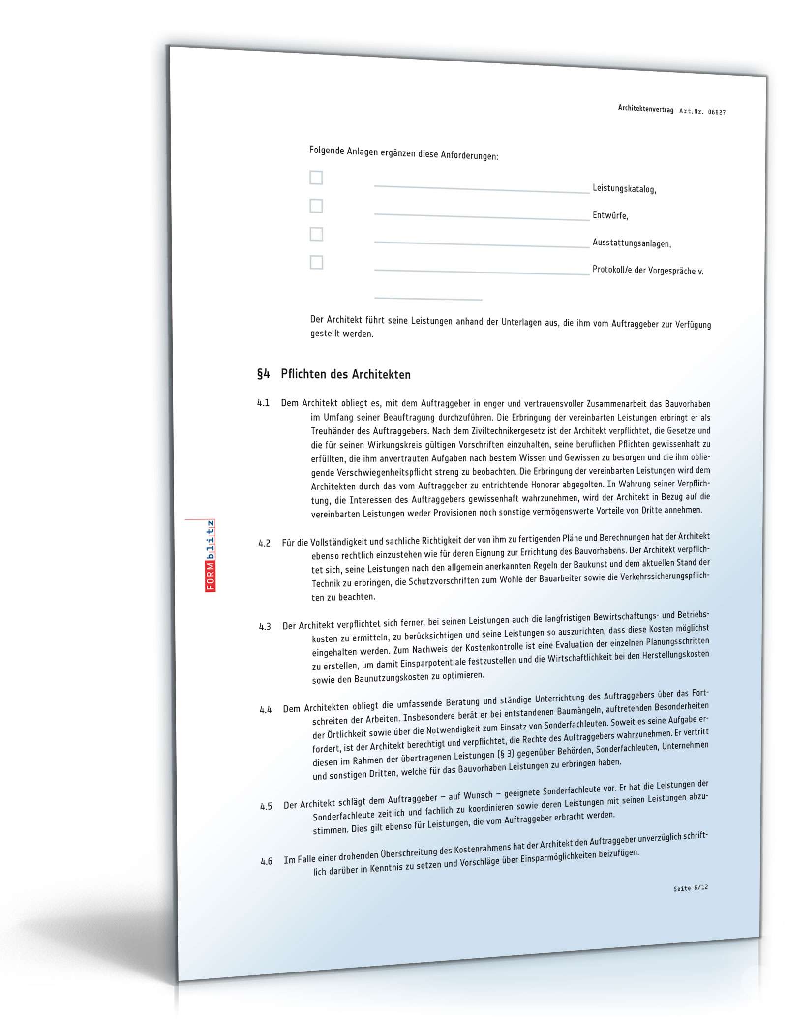 Architektenvertrag PDF. Seite: 6