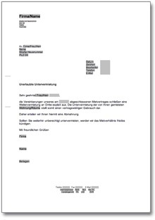 Abmahnung wegen unerlaubter Untervermietung Word