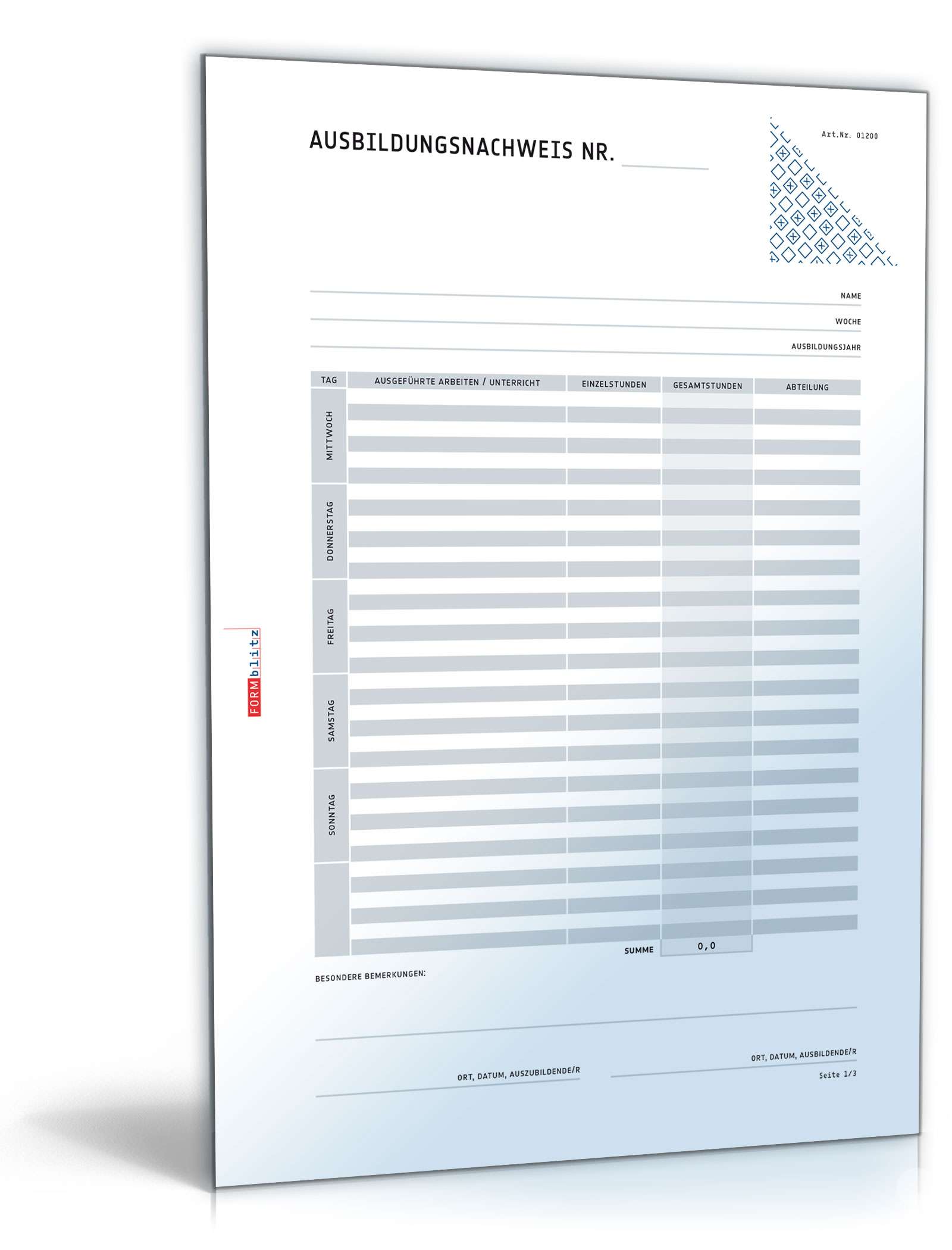 Ausbildungsnachweis für gastronomische Betriebe PDF