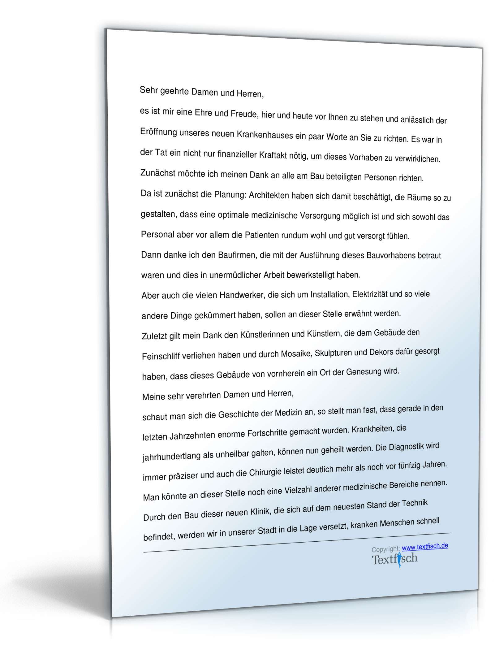 Eröffnungsrede - Eröffnung einer Klinik  PDF. Seite: 2