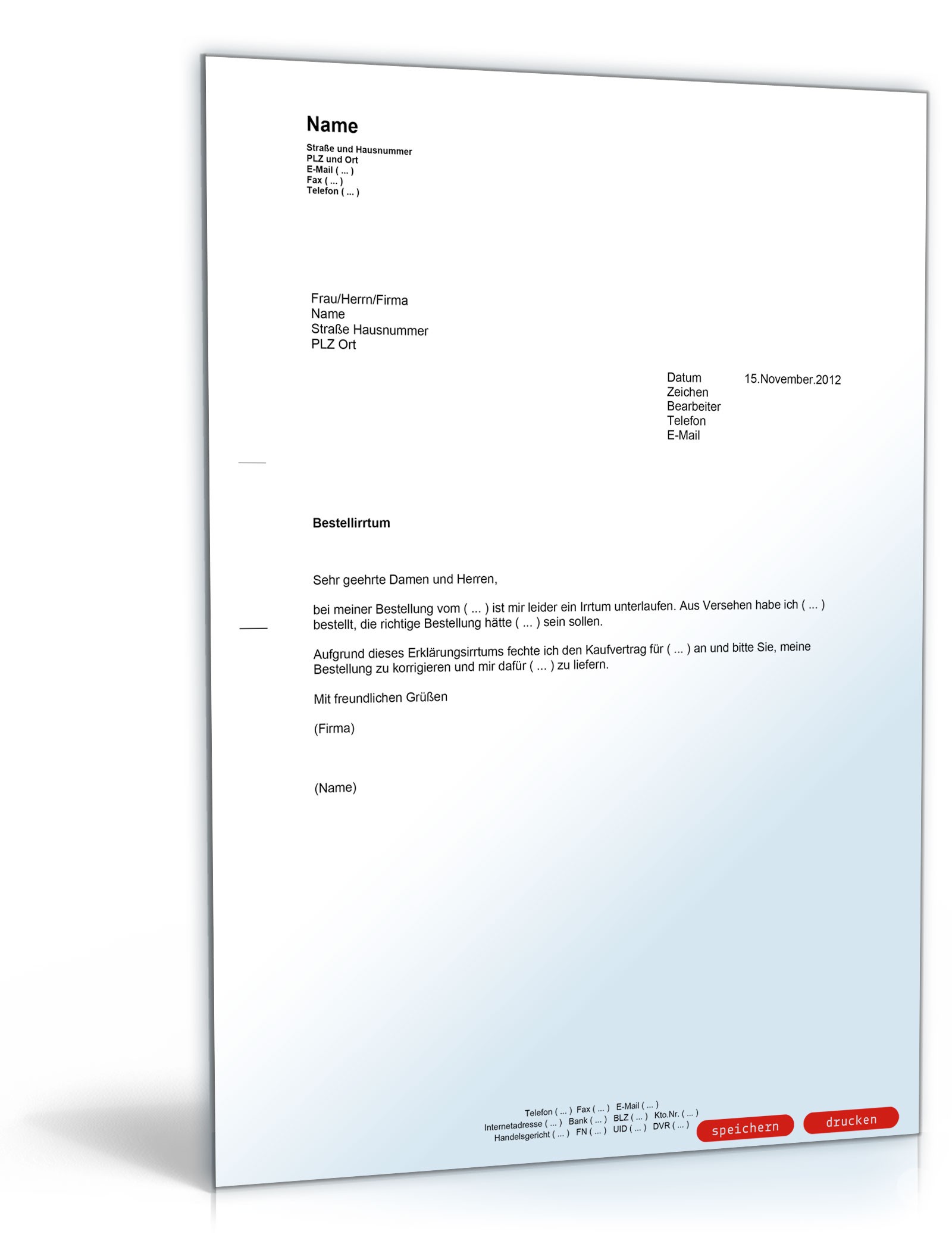 Anfechtung eines Kaufvertrages PDF