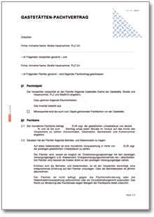 Gaststättenpachtvertrag Word