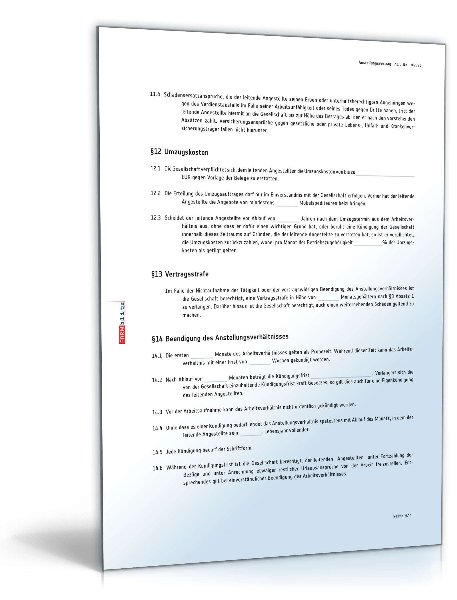 Anstellungsvertrag für leitende Angestellte (bei bestehendem Arbeitsverhältnis) PDF. Seite: 6