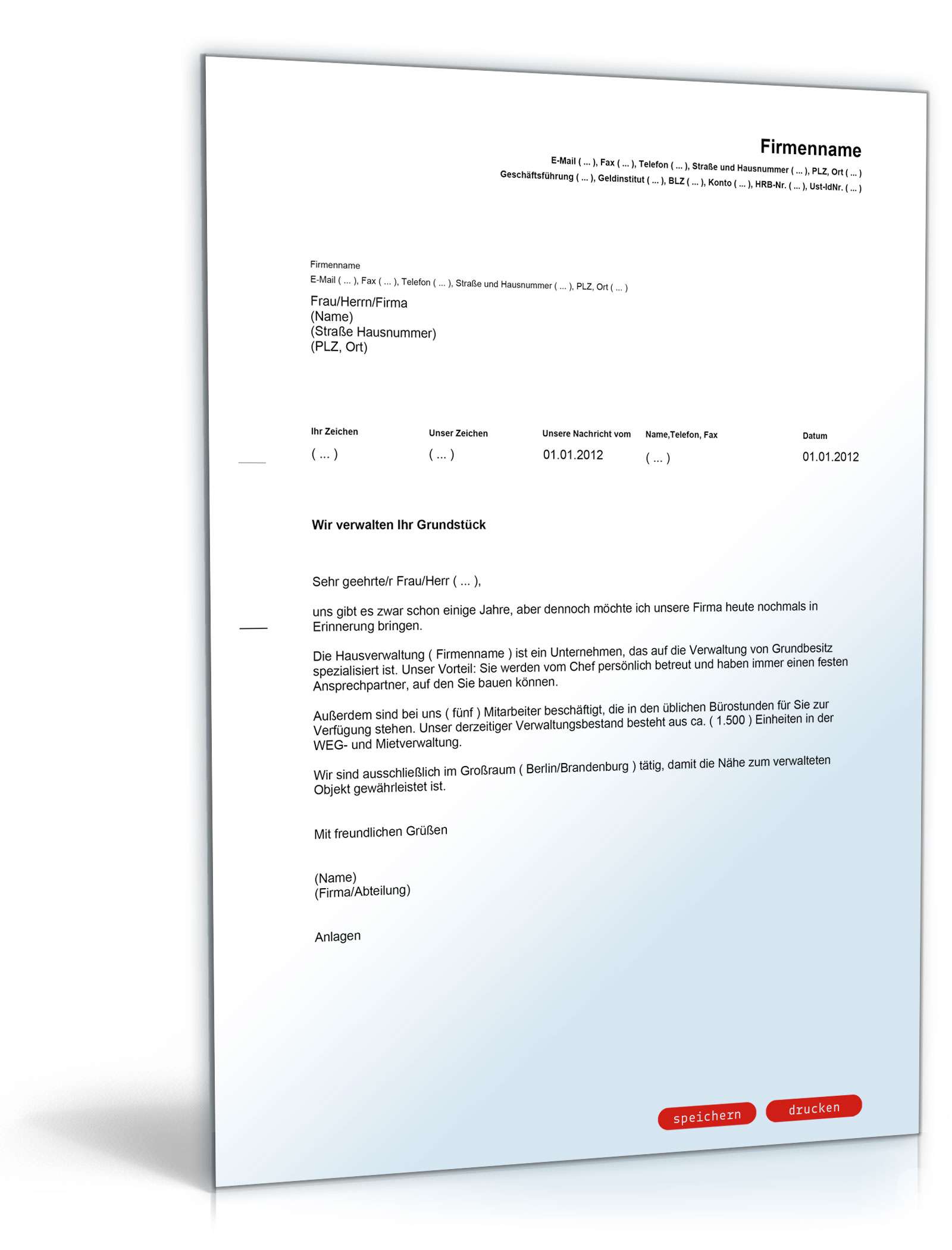 Werbebrief für eine Hausverwaltung PDF