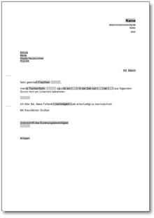 Entschuldigung für die Schule Word