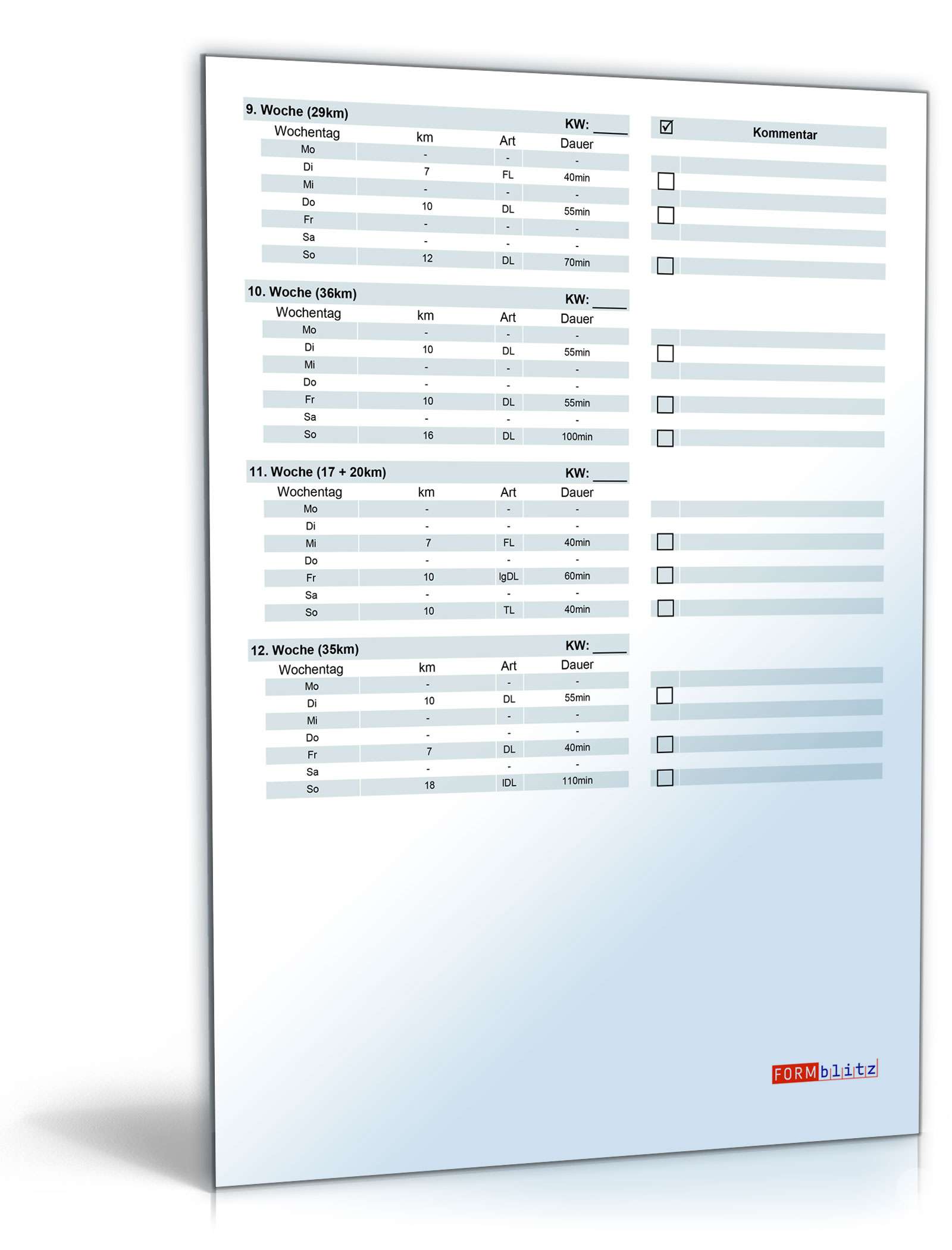 Marathon-Trainingsplan für 3:30 Stunden Zielzeit PDF. Seite: 3
