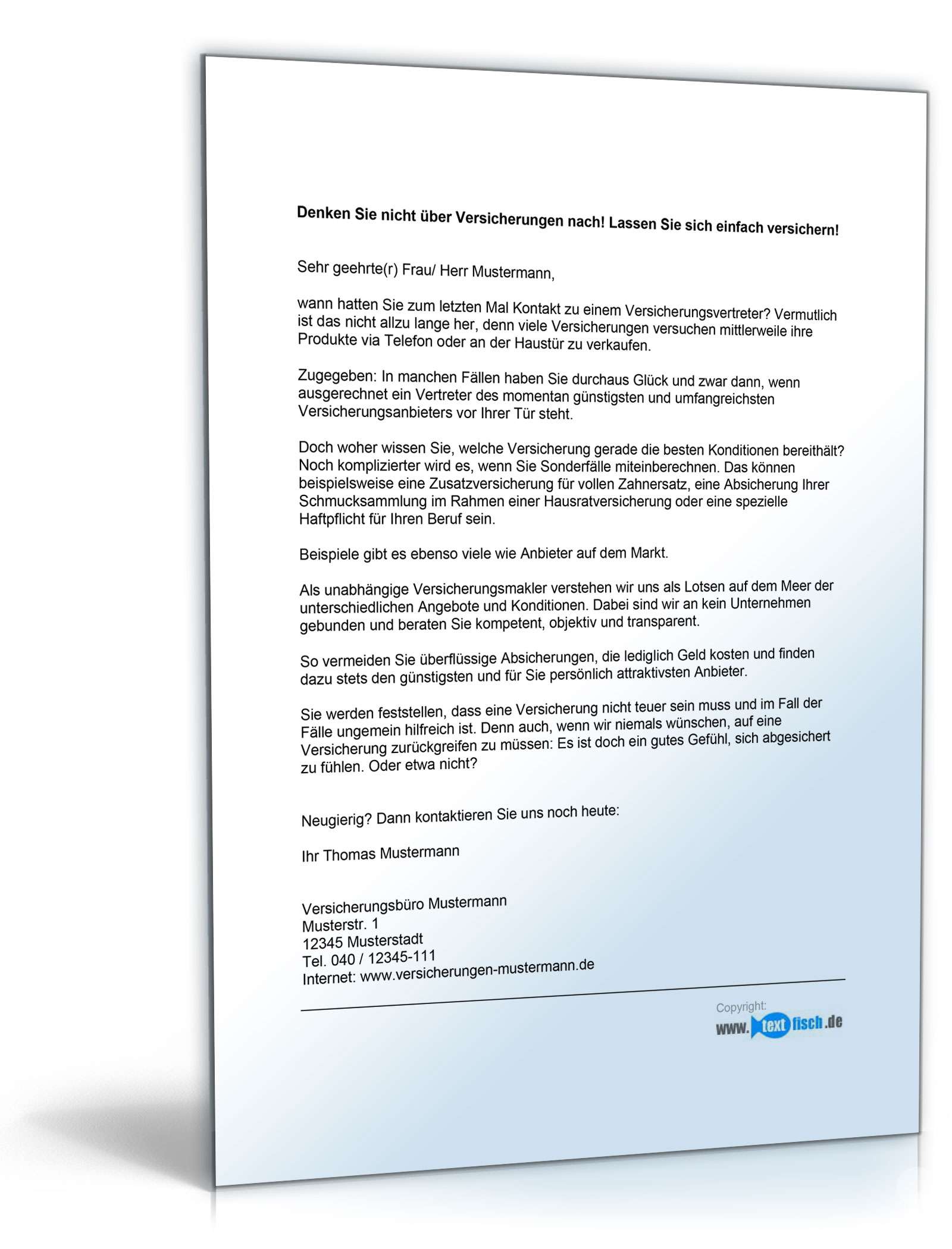 Werbebrief für eine Versicherungsagentur