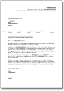 Werbebrief für einen Busreiseveranstalter Word