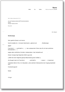 Strafanzeige Word