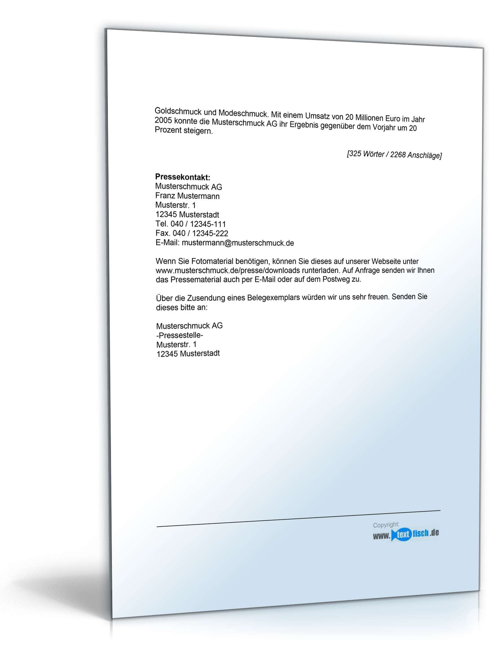 Pressemitteilung über die Eröffnung einer Filiale (Schmuckgeschäft) PDF. Seite: 2