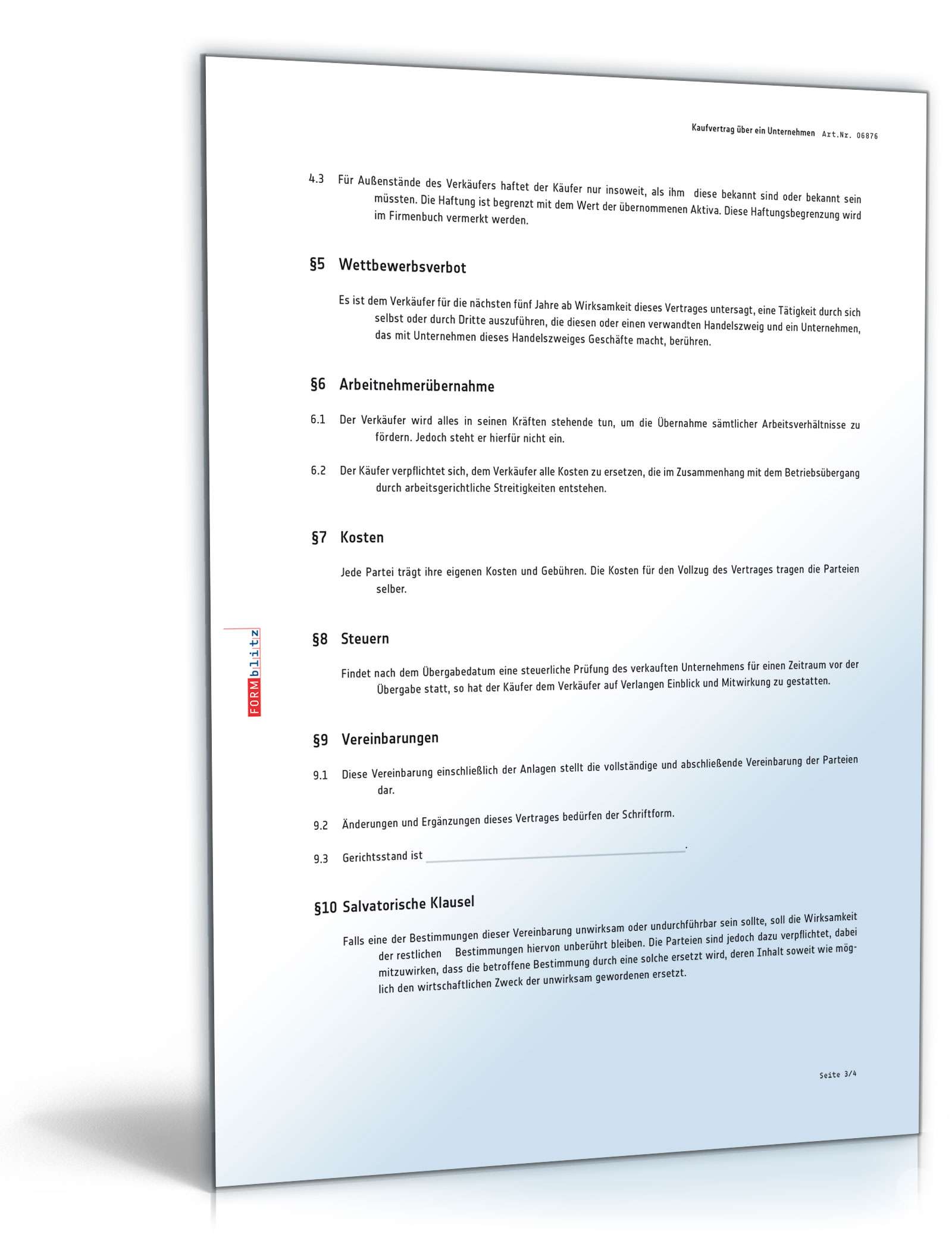 Kaufvertrag über ein Unternehmen (Asset Deal) PDF. Seite: 3