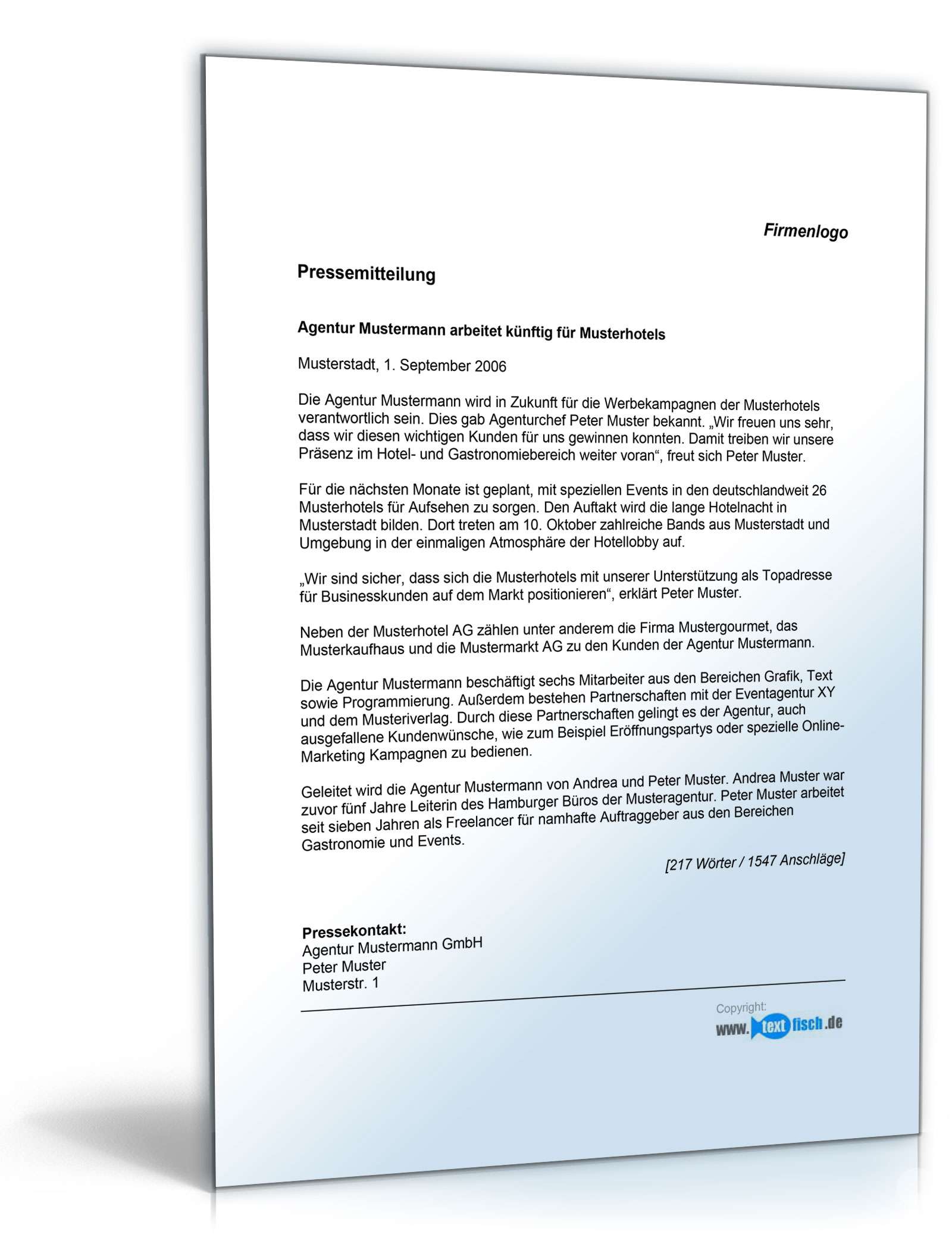 Pressemitteilung zur Gewinnung eines Marketingetats