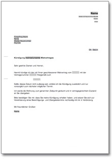 Kündigung Mietvertrag (fristgemäß, Mieter) Word